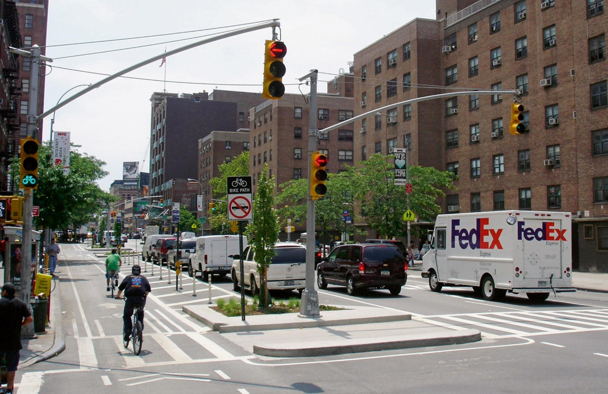 Der Ausbau von Radfahrwegen sorgte in Manhattans 9th Avenue in nur zwei Jahren für eine Verdoppelung des Verkehrsaufkommens von Fahrrädern.