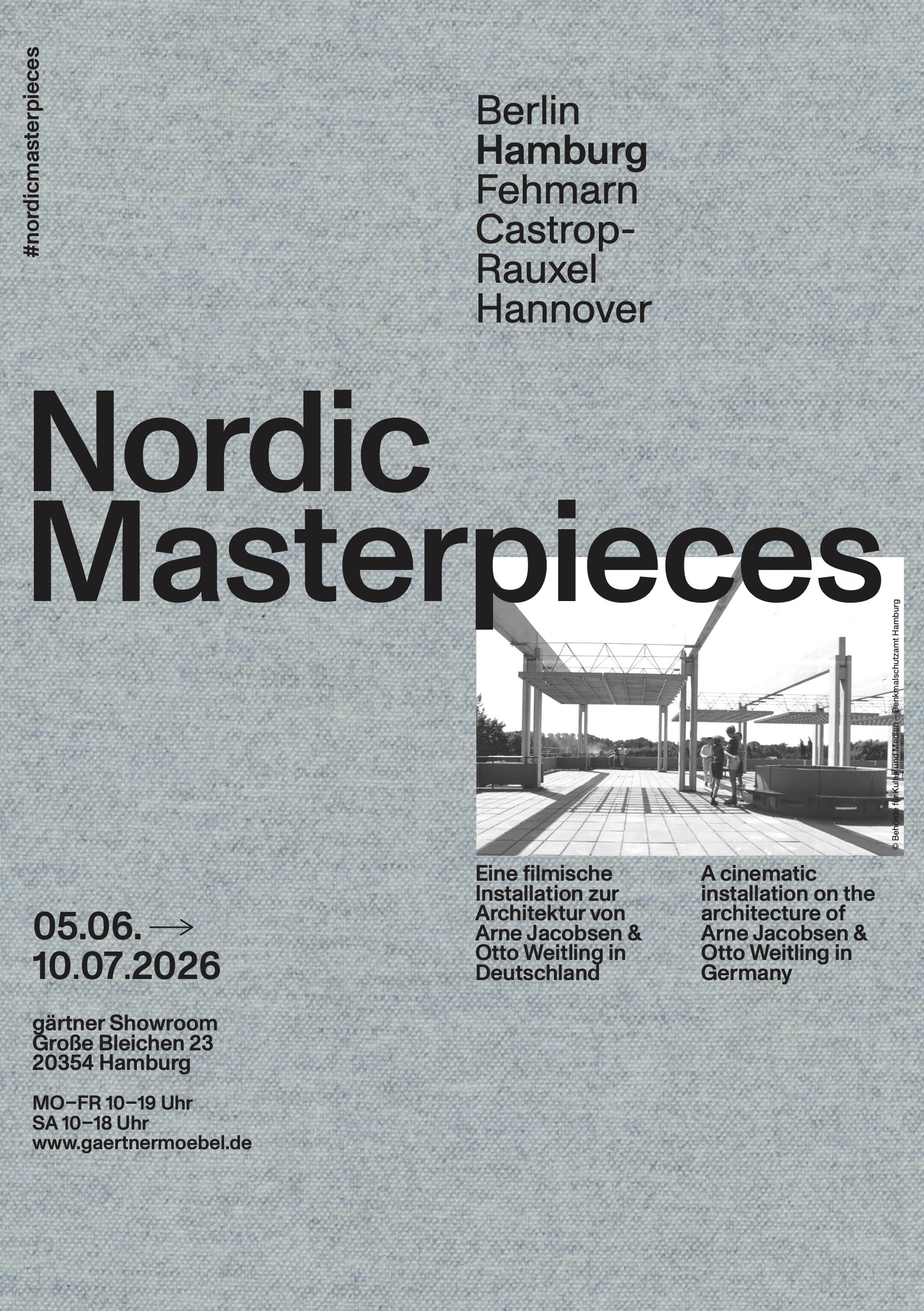 Die Hamburger Station von Nordic Masterpieces ist im gärtner Showroom in den Großen Bleichen zu sehen – im Rahmen des 11. Hamburger Architektur Sommers.